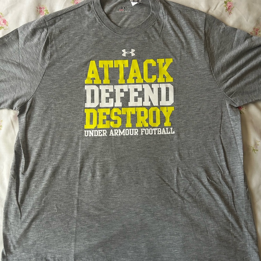 Under Armour Gray T-Shirt with Yellow and White Text